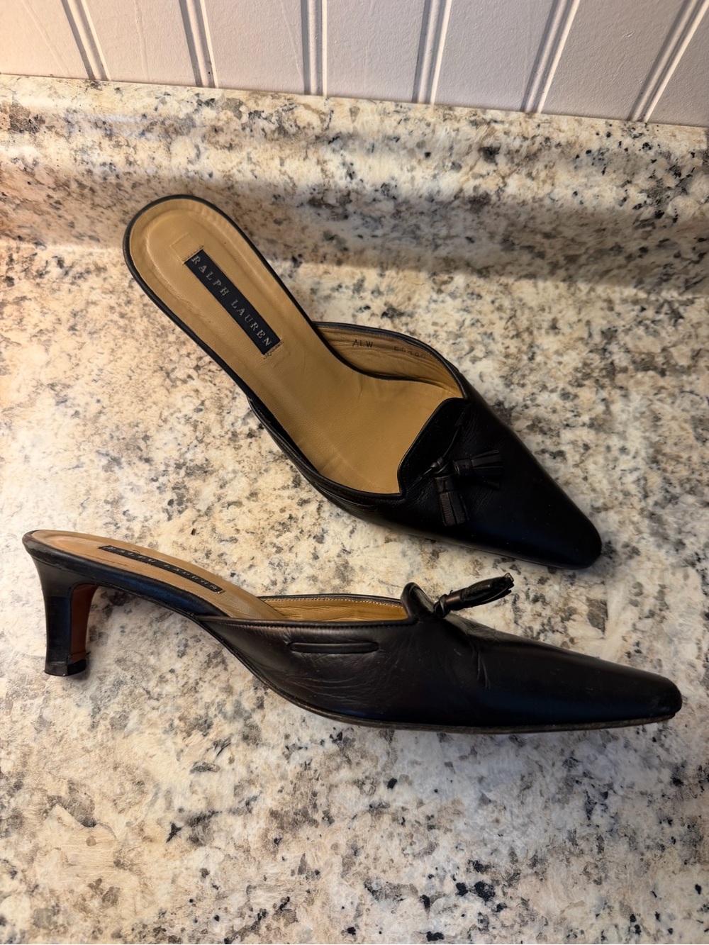 Ralph Lauren Collection Black Label Leather Pointed Tassel Loafers Made Italy - Picture 4 of 9